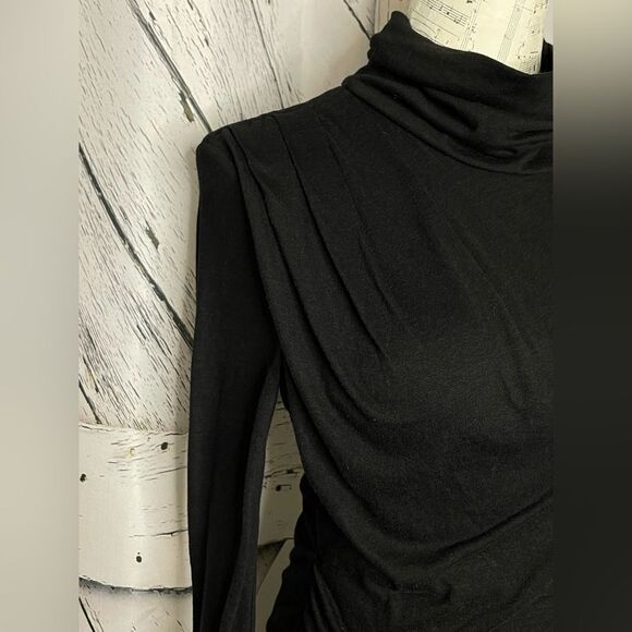 NWT Pam & Gela Twisted Turtleneck Dress Black Ruched Cut Out Back S - Picture 5 of 11